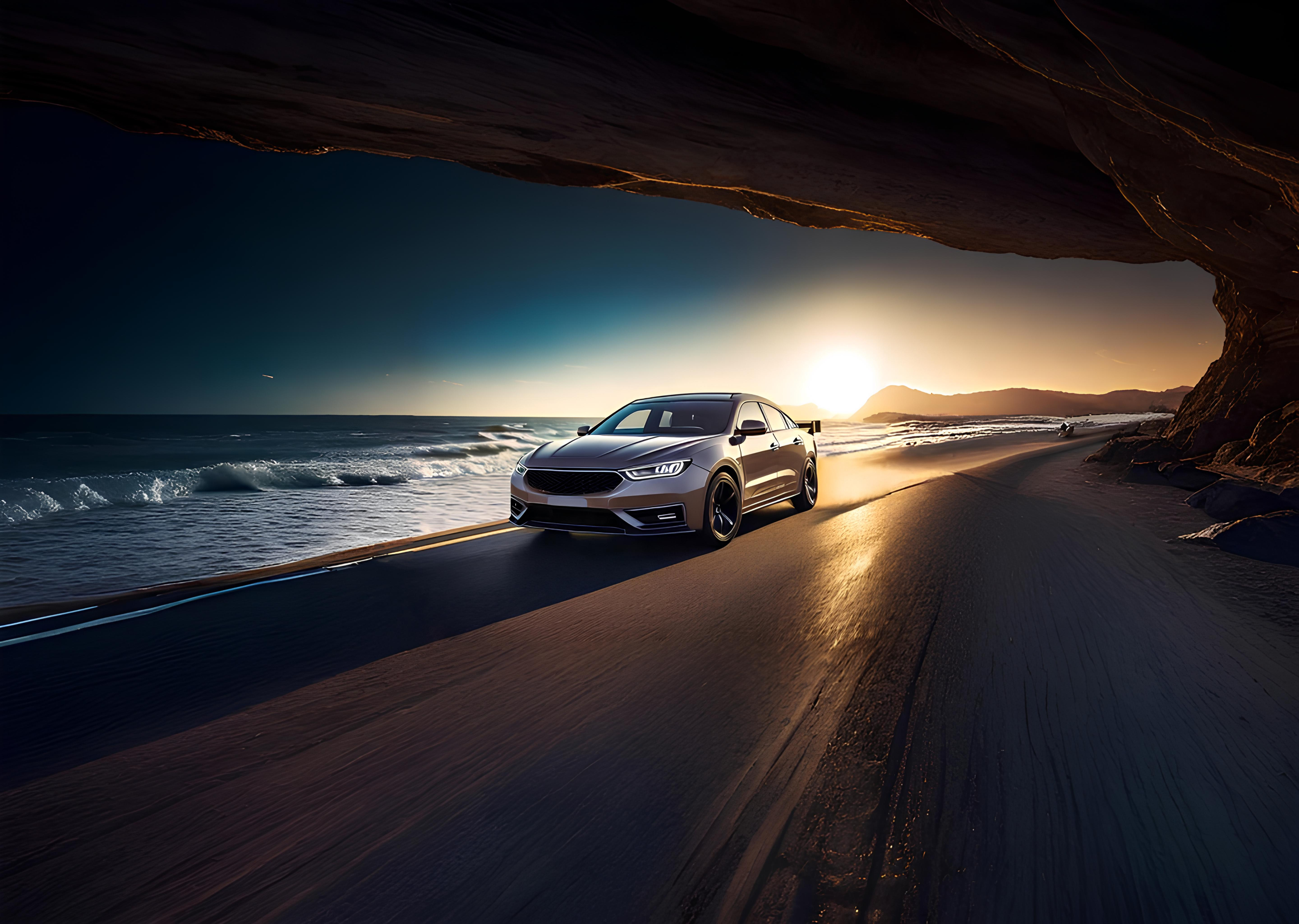 Car on Coastal Road